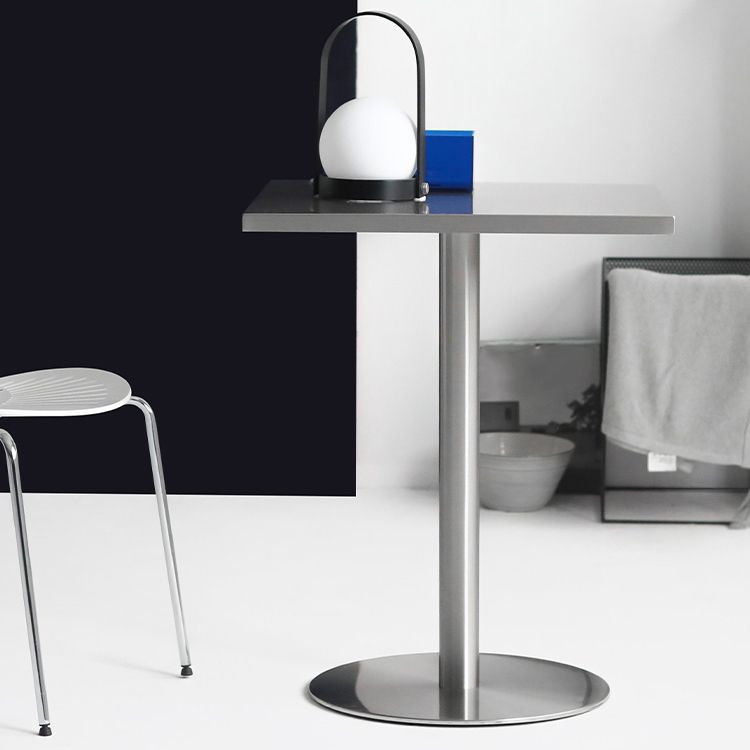 Industrial Dining Table Stainless Steel Table with Pedestal Base for Dining Room