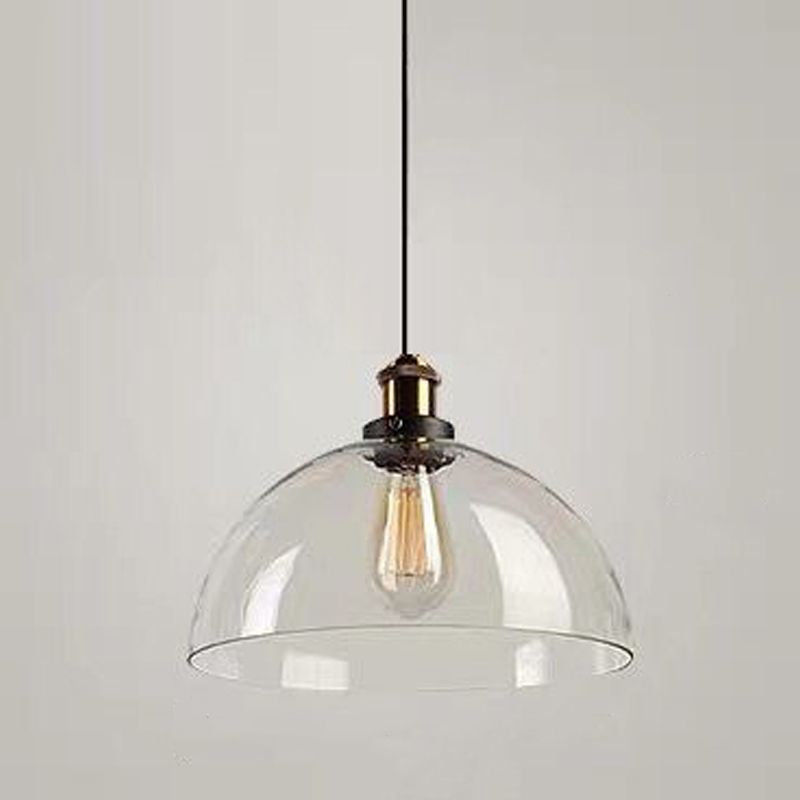 Lampada a sospensione singola retrò industriale Light a sospensione geometrica con tonalità di vetro puro