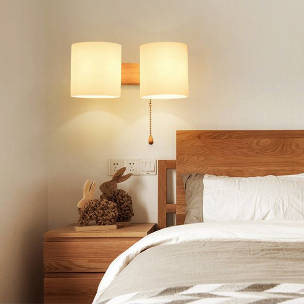 Cylinder Wall Sconce Lighting Modern Glass White Wall Mount Light Fixture for Bedroom