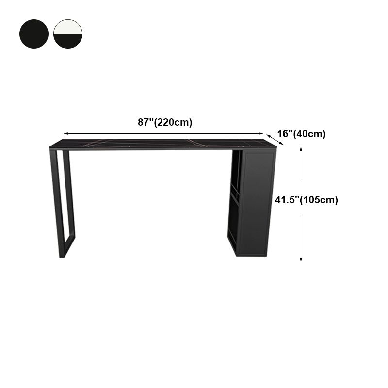 Mesa de altura de la altura de la barra de cocina Mesa de pub rectangular moderno con almacenamiento de vino