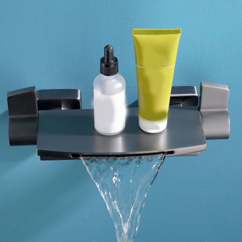 Wall Mounted Metal Tub Filler Double Handles Waterfall Faucet