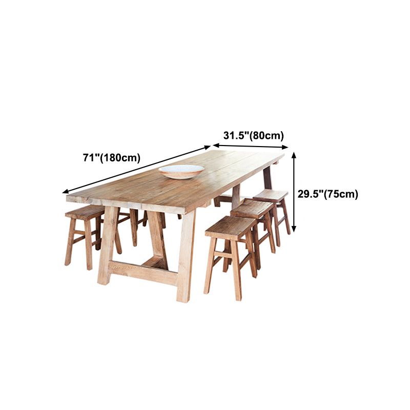 Mesa de comedor de madera de pino Mesa rectangular moderna con base de pedestal doble