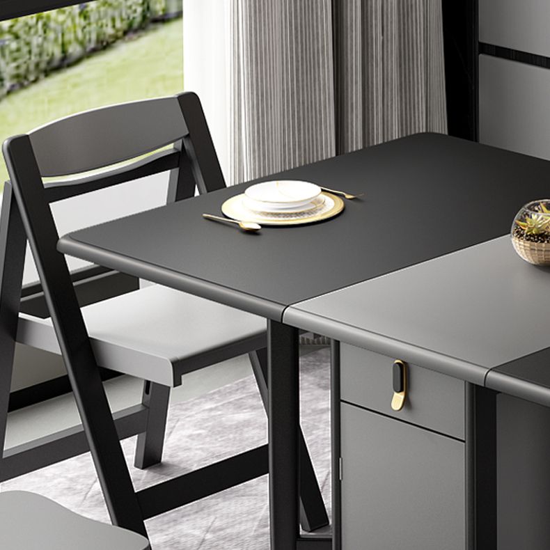 Rechthoekige zwarte eettafel Vintage uitschuifbare tafel voor eetkamer