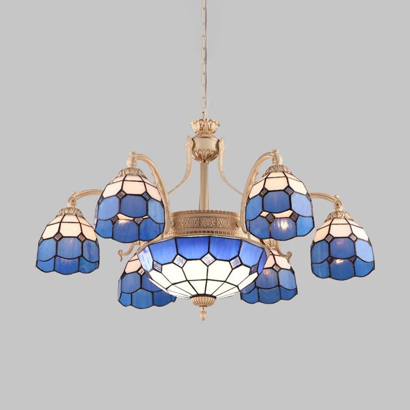 Éclairage à lustre à motifs jaune / bleu