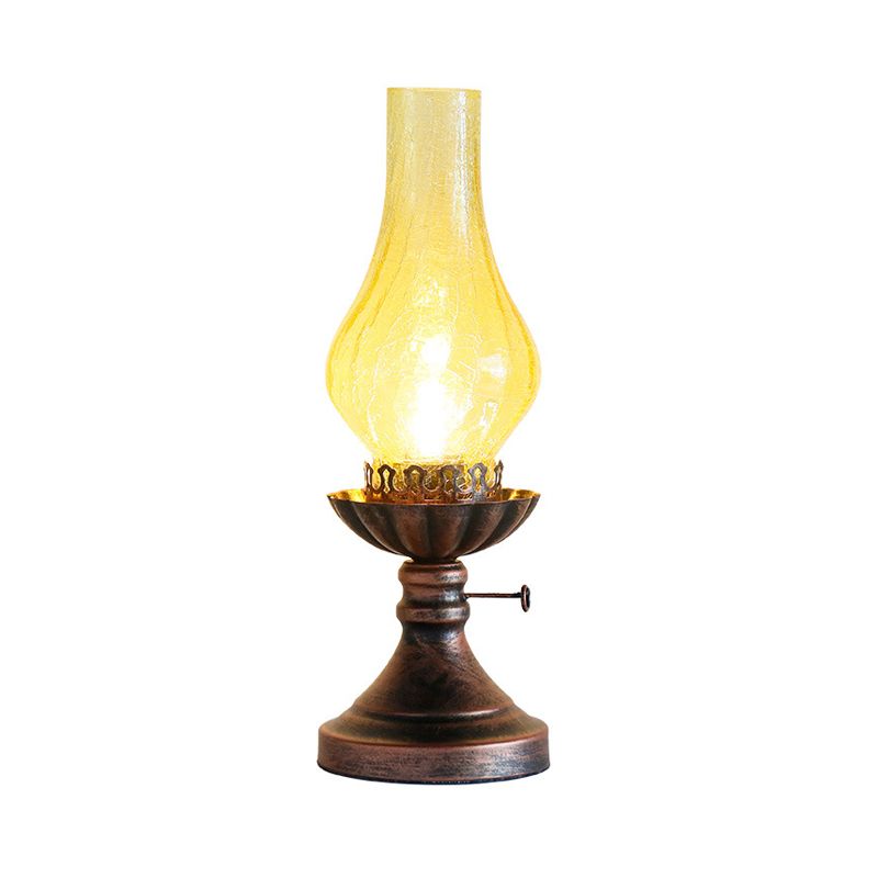 1 Lampada da tavolo in vetro giallo chiaro/trasparente di vetro industriale Finitura di rame Vaso da camera da letto Accampella