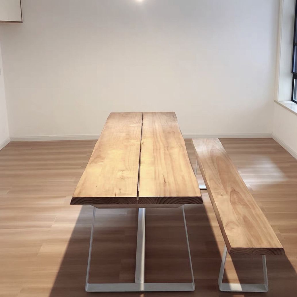 Rectangle Shape Luxury Dining Table Wood Color Fixed Table with Solid Wood