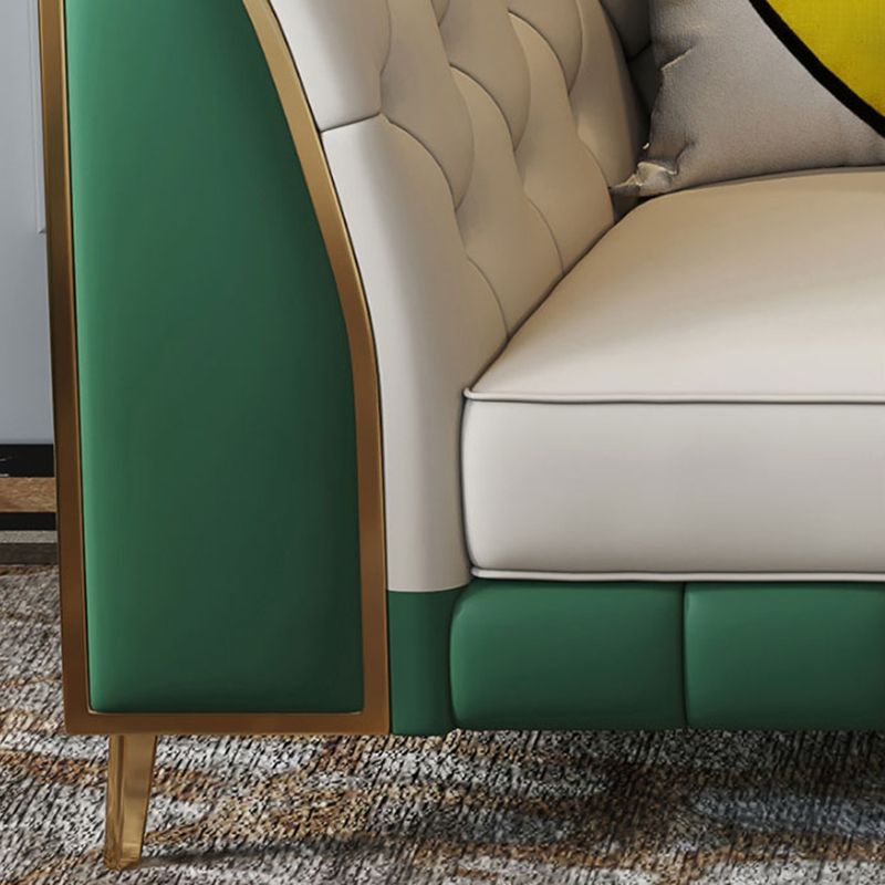 Leather Tuxedo Arm Sectional Sofa 33.46"High Tufted Split-Back Sofa