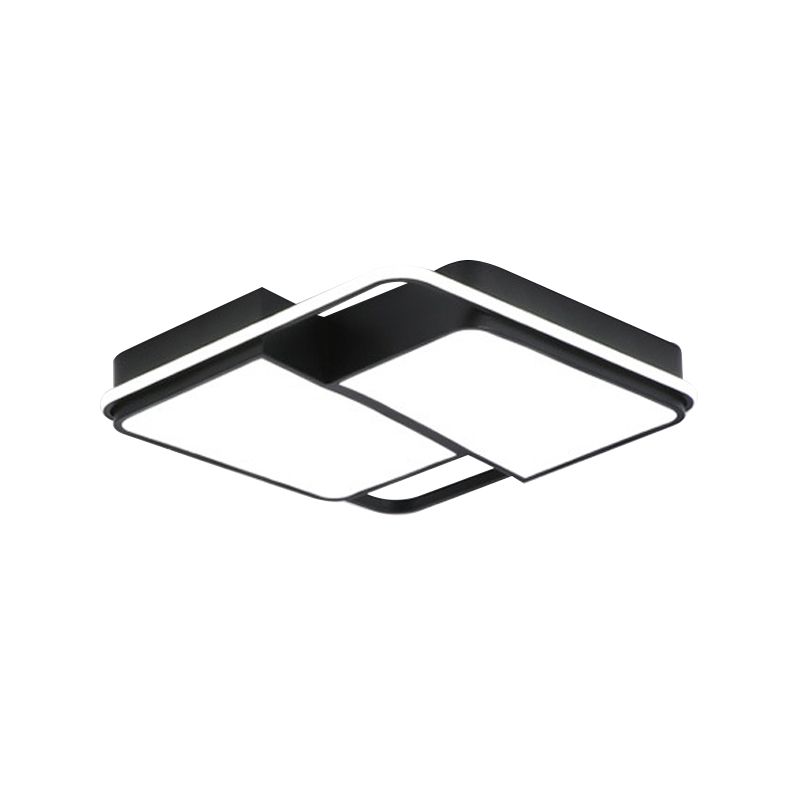 Geteilte quadratische/rechteckige Schlafzimmer-Unterputz-Acryl-Modernist-LED-Deckenleuchte in Schwarz mit/ohne Fernbedienung