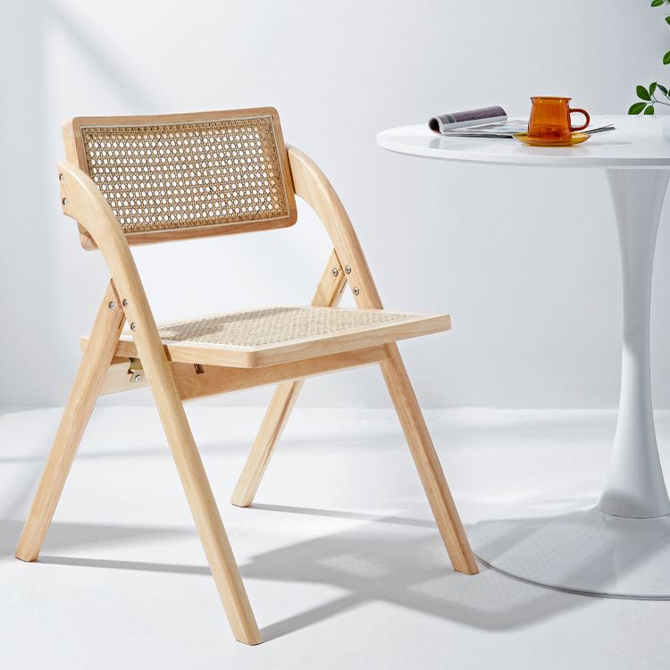 Silla de estilo contemporáneo de madera de caucho con respaldo abierto, silla individual para comedor y cocina