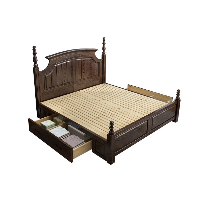 Victorian Ash Four Poster Bed Solid Color Walnut Poster Bed with Headboard