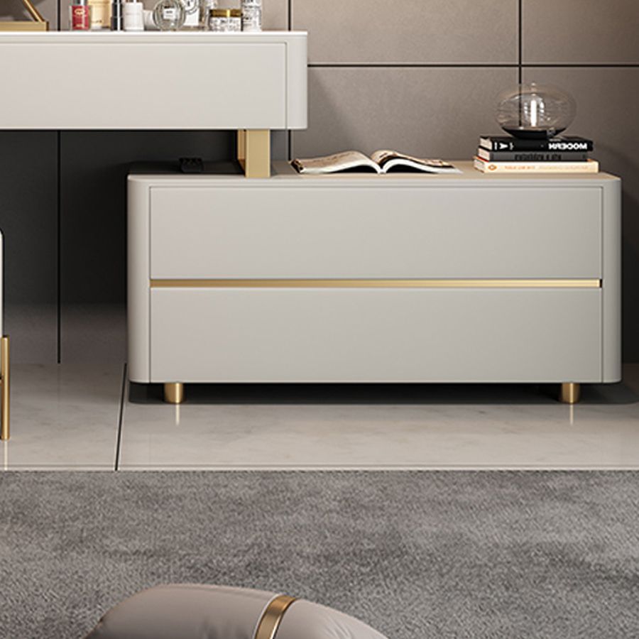 Glam 51.2" W Slate Vanity Desk and Stool in Gray with 4 Drawers