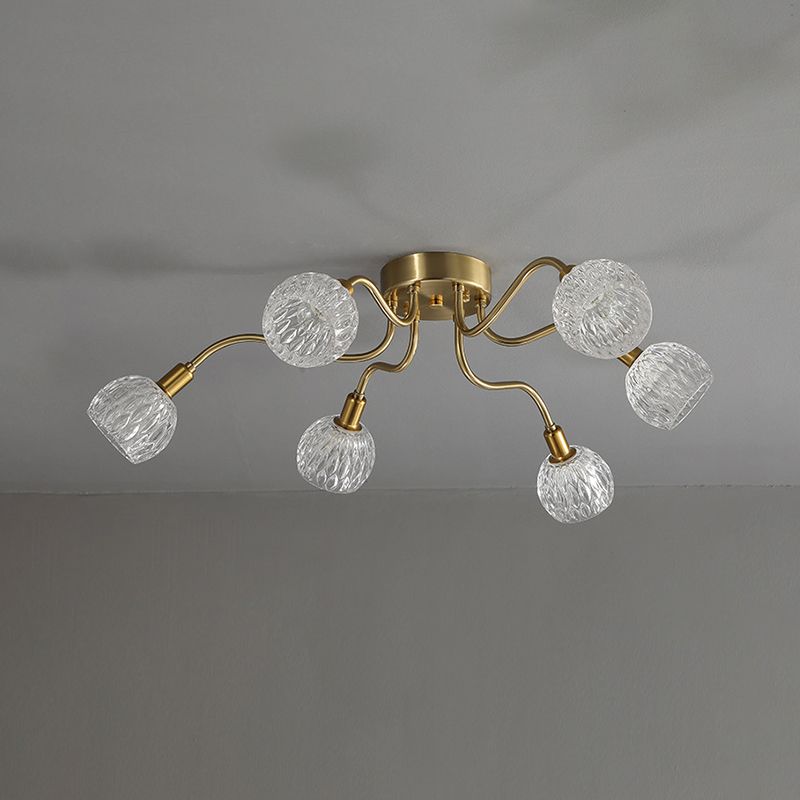 Contemporary Ceiling Lamp Colorful Glass Shade Flush Mount Light Fixture for Sitting Room