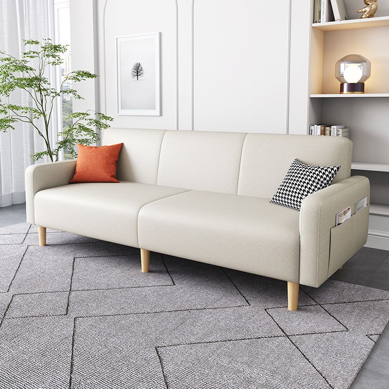 Contemporary Square Arm Sofa Couch Faux Leather/Linen Settee Couch
