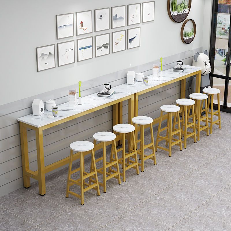 Contemporary Bar Dining Table Rectangle Bar Table with Trestle Base