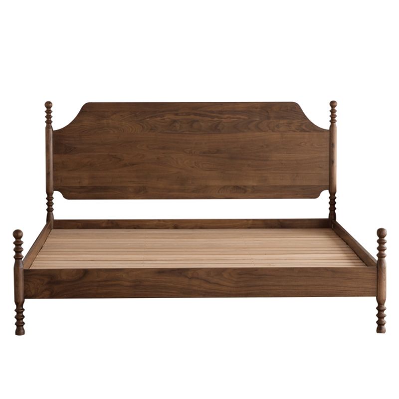 Solid Wood Headboard Poster Bed Walnut Bed Frame with Custom Legs
