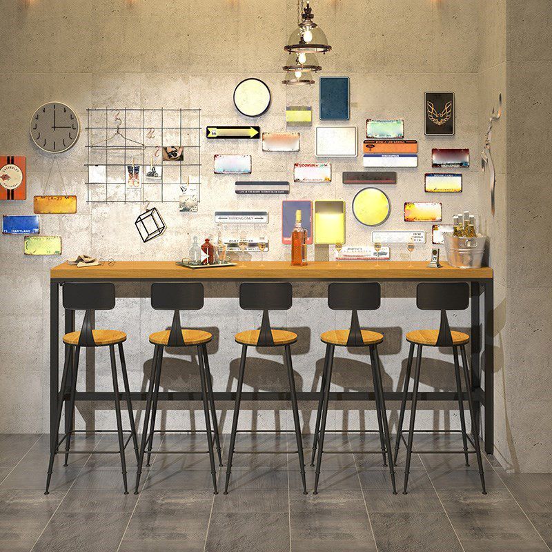 Modern 1/6/11 Pieces Bar Table Set Rectangle Pine Wood Counter Table with High Stools