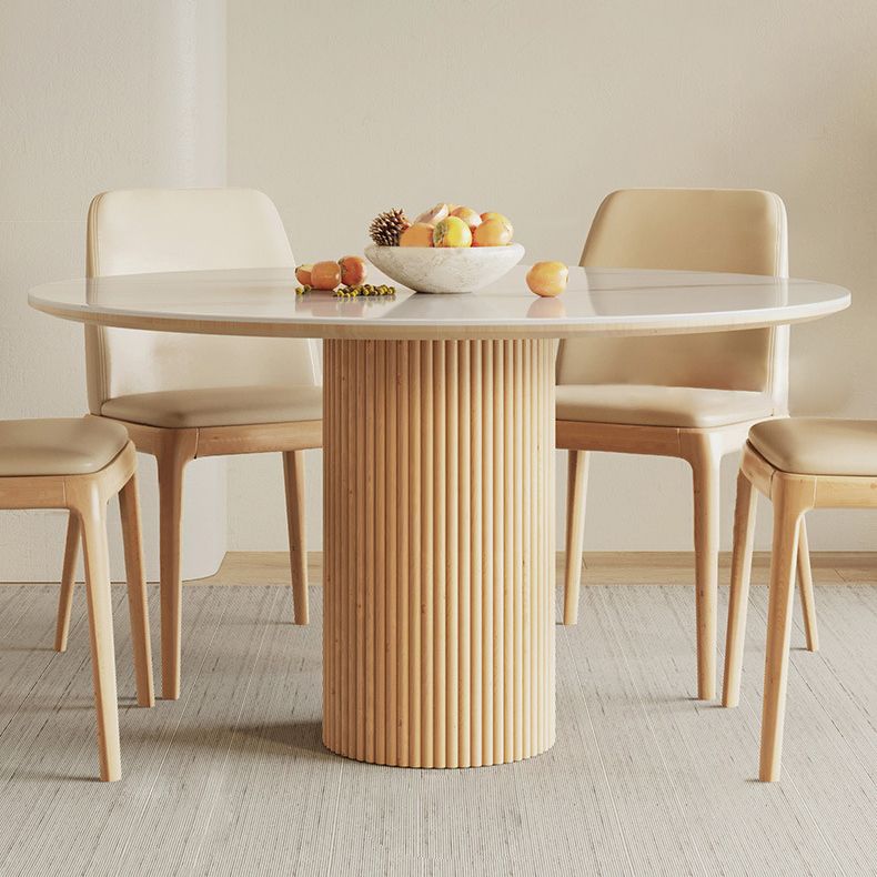 Stone Top Dining Set 1/4/5/7 Pcs Solid Wood Frame Dining Table and Chairs