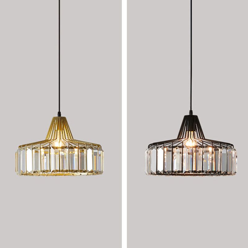 Lampe suspendue à pendentif de dôme créatif moderne lampe suspendue en fer forgé avec de l'ombre en cristal