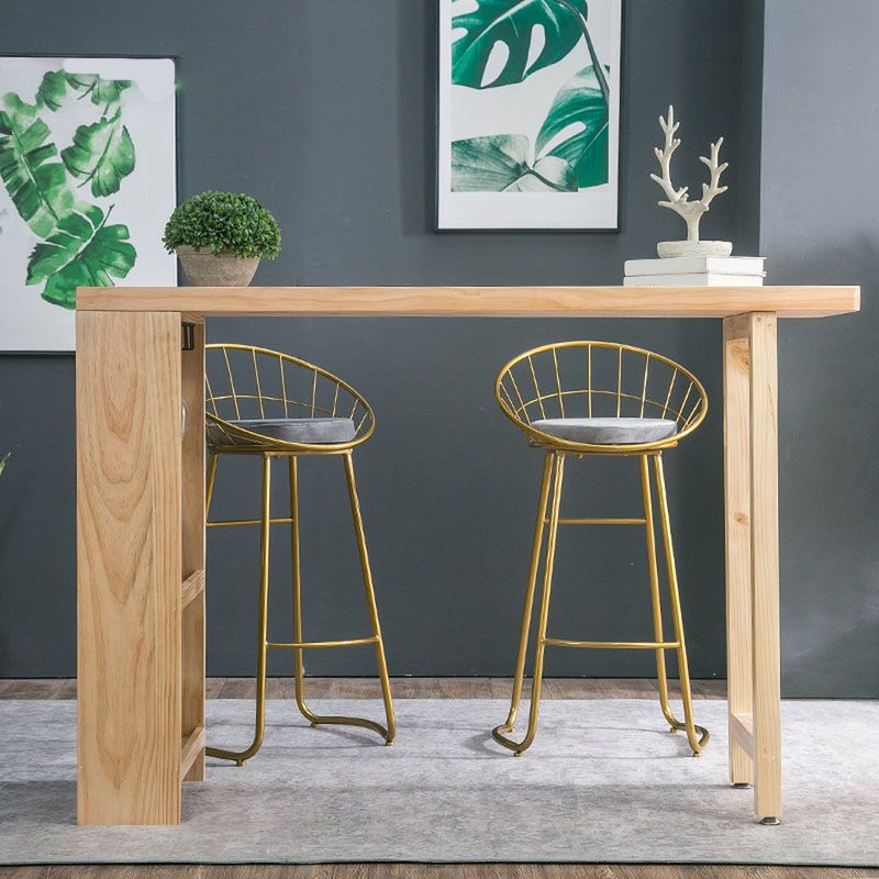 Modern Bar Table Set 1/3 Pieces Rectangle Pine Wood Counter Table for Milk Tea Shop