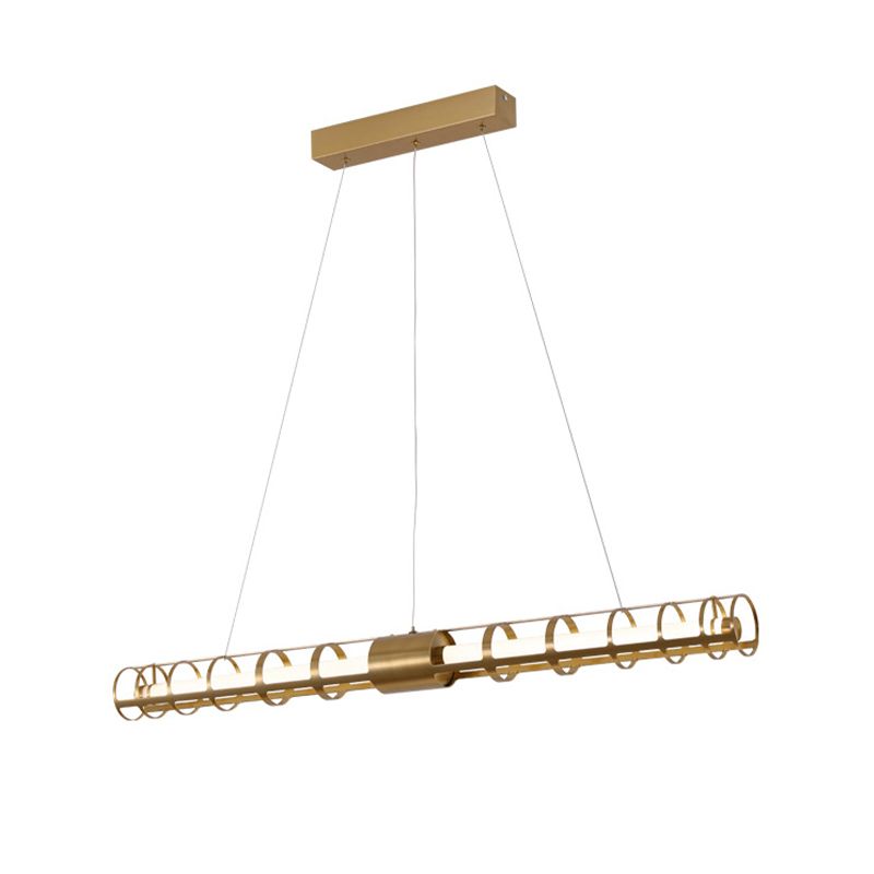 Modern Style Linear Shape Island Pendants Metal Pendant Lights in Gold for Dining Room