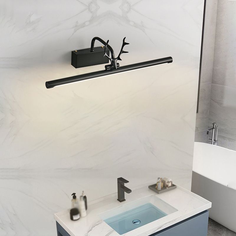 Luz de led recta lámpara de tocador de latón estilo americano con astas para el baño