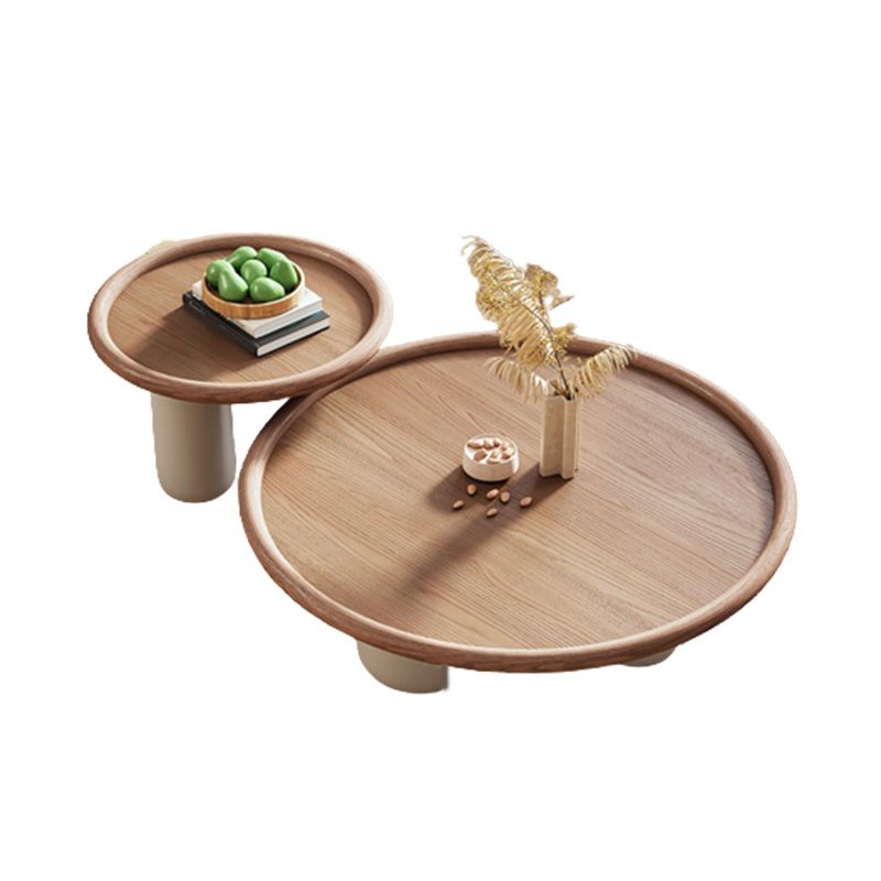 Solid Wood Tray Top Coffee Cocktail Table with 3 Legs in Brown