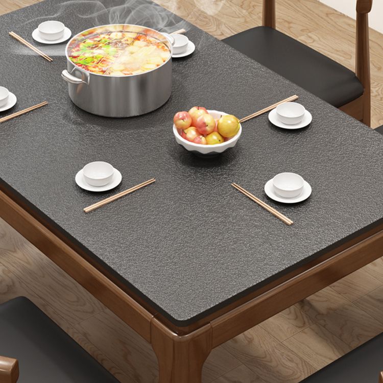 Modern Stone Rectangle Dining Table Rubber Wood Base for Dining Room