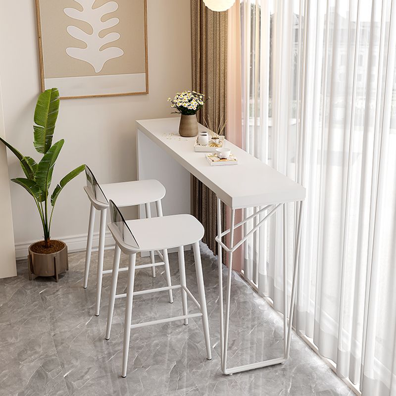 Modern White Bistro Bar Table Rectangle Solid Wood Bar Table for Home