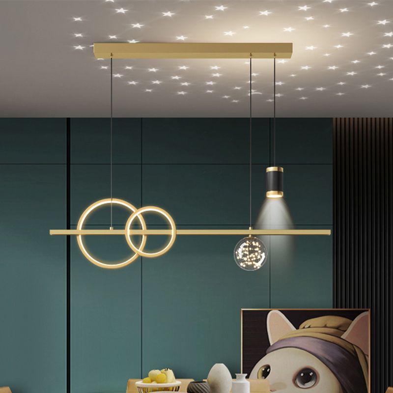 Modern Romantic Starry Island Lamp Clear Glass Dining Room LED Suspension Light