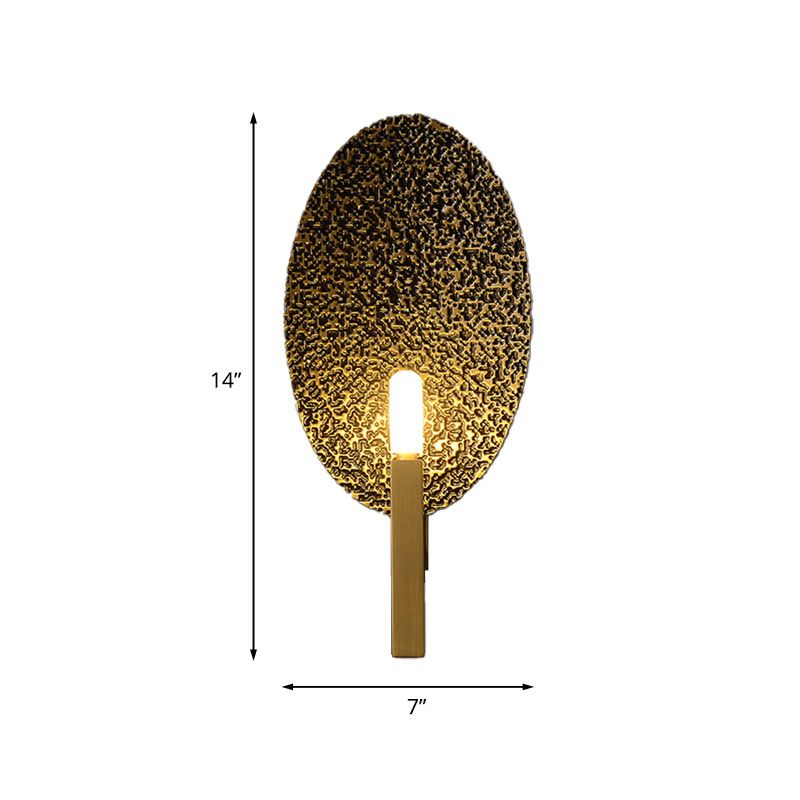 Metal Gold Wall Lighting Fixture Elliptical 1-Head Luxurious Sconce Wall Light with Bare Bulb Design