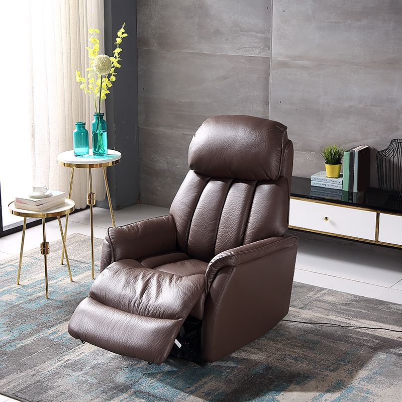 Scandinavian 32.28" Wide Standard Recliner Genuine Leather Recliner Chair