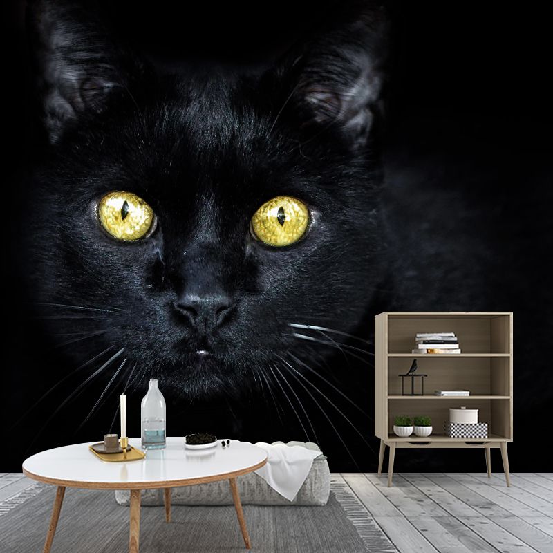 Modern Cat Mural Wallpaper Stain Resistant Wall Covering for Sitting Room