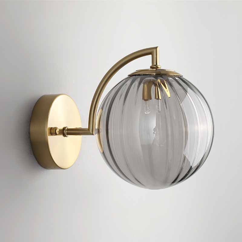 Metal Wall Sconce Ball Shape Modern Vanity Lamp with Glass Shade for Bathroom