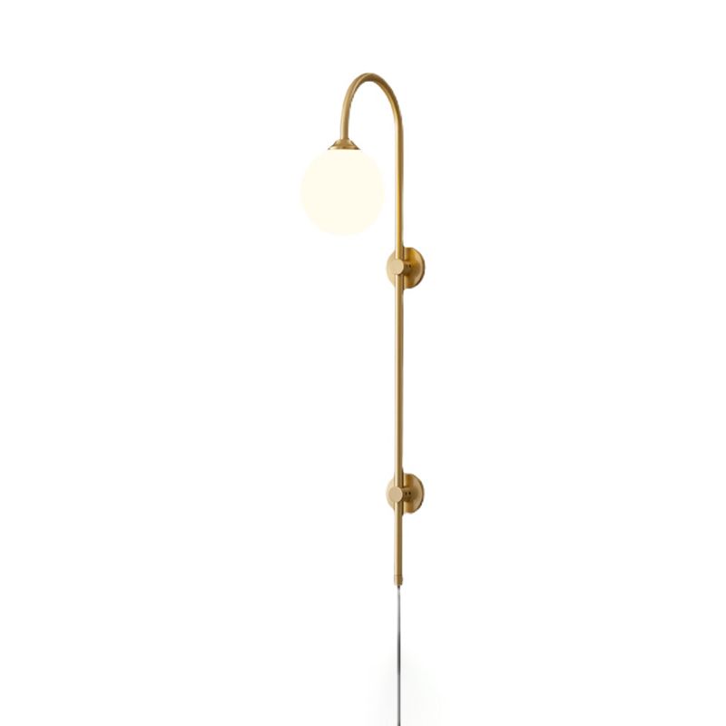 Bola Bedside Pared Lámpara colgante de vidrio 1 Cabeza Minimalista Montaje de pared Luz de luz en oro
