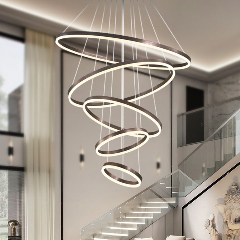 Multi-Rings Multi-Layer Modern Simple Style Metal Hanging Chandelier Lighting Fixtures
