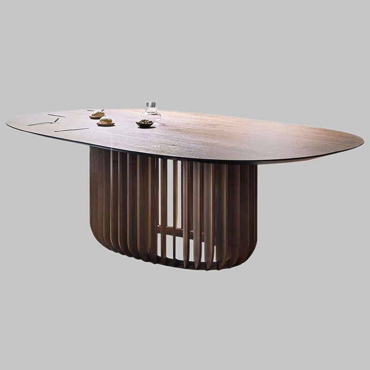 Mesa de comedor ovalada moderna de madera maciza, mesa superior de madera para cocina y comedor