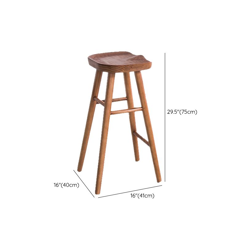 Industrial Armless Bar Stools Solid Wood Dining Stool with Footrest