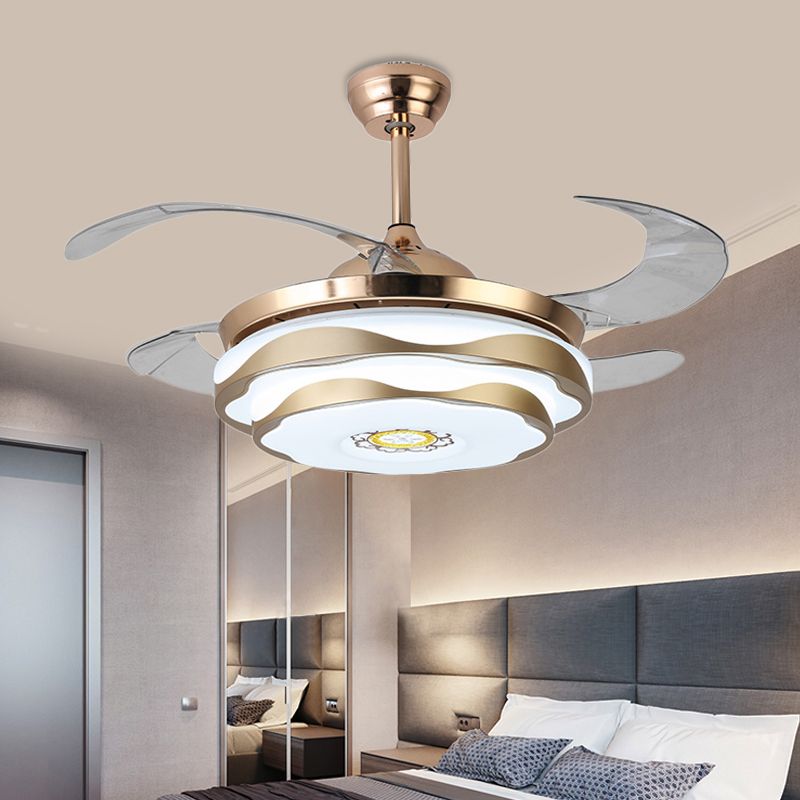Metall Gold Anhänger Lüfterlampe kreisförmige LED 42 "breit modern