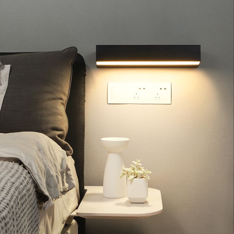 Modern Minimalist Style Rectangle Flush Mount Wall Sconce Aluminum 1 Light Wall Mount Light Fixture for Bedroom