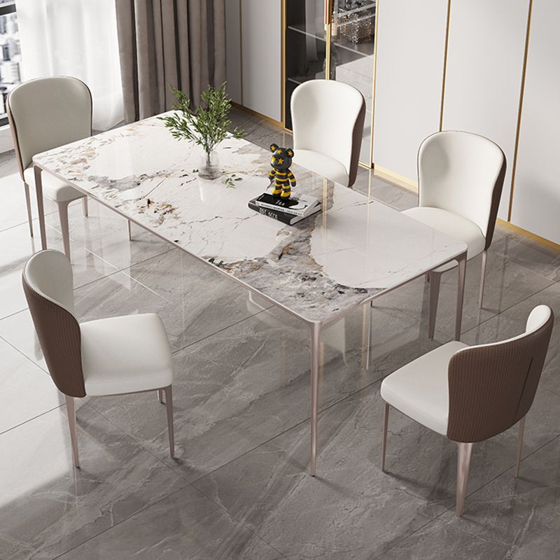 Modern Rectangle Dining Table Sintered Stone Table with 4 Legs