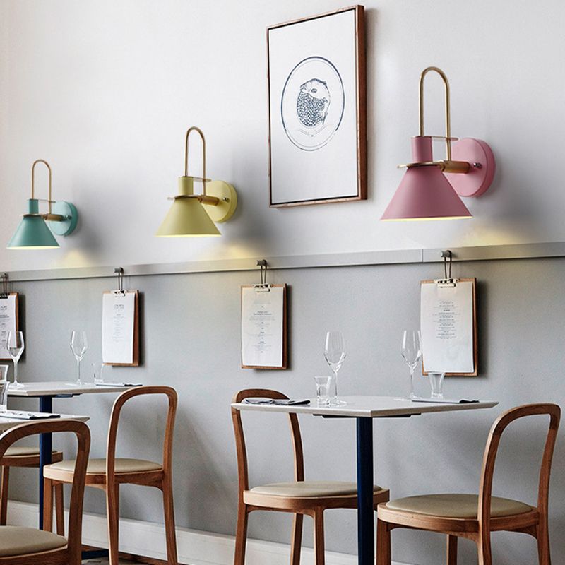 Single Modernism Polished Metallic Shaded Wall Mounted for Foyer