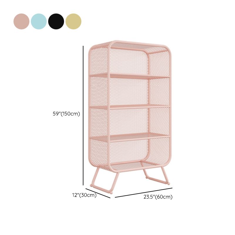 Contemporary Standard Metal Bookcase Closed Back Bookshelf with Rectangular Shelves