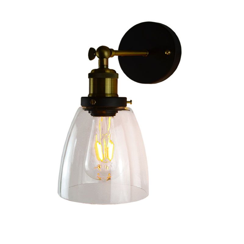 Industrielle vintage geometrische Wandlampe Schmiedeeisen -einzelnes Wandlicht mit klarem Glasschatten