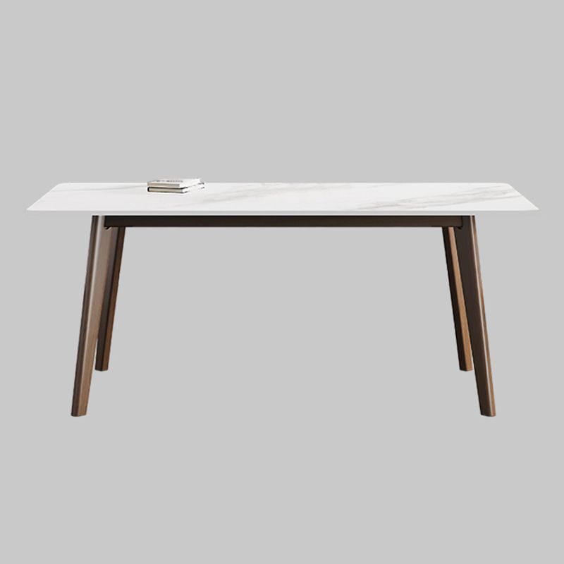Rectangle Industrial Dining Table White Fixed Table with Sintered Stone