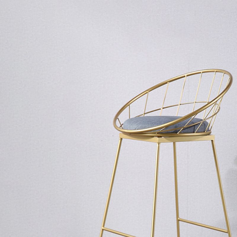 Scandinavian Upholstered Counter Chairs Bucket Barstools with Metal Legs for Home