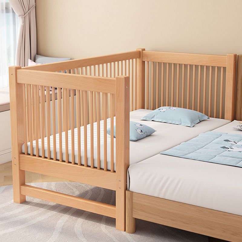 Washed Natural Nursery Crib Modern Wood  Nursery Crib with Guardrail