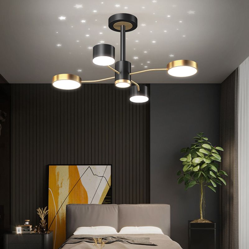 Araña contemporánea de metal redondeo de metal lámparas colgantes para dormitorio de sala de estar