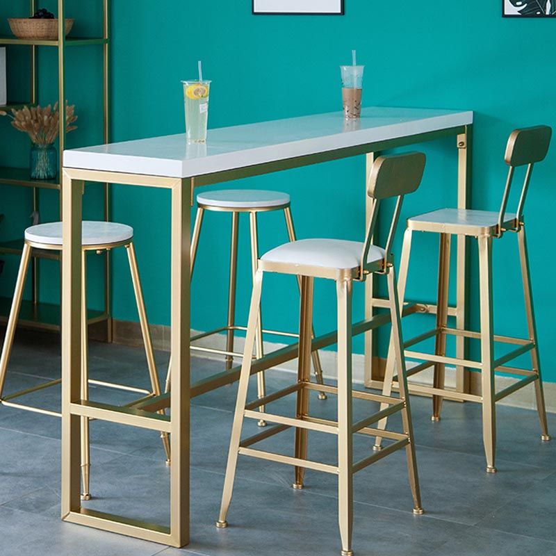 Glam Style Bar Table Gold Pedestal Pub Table for Living Room