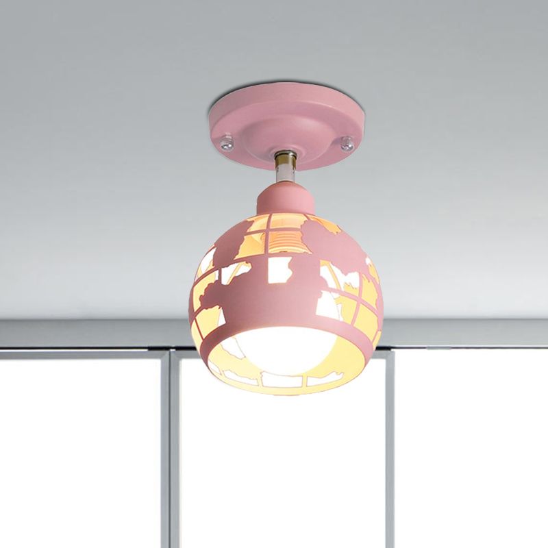 Pink / Jaune / Blue Doled Semi-Flush Light MODERN MODERN MODER 1 CEAD LICHING POUR HALLWAY