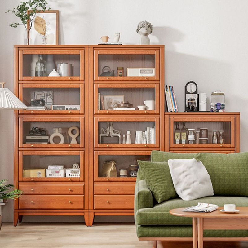 Modern Wood Bookcase Floating Doors Included Bookshelf with Shelves
